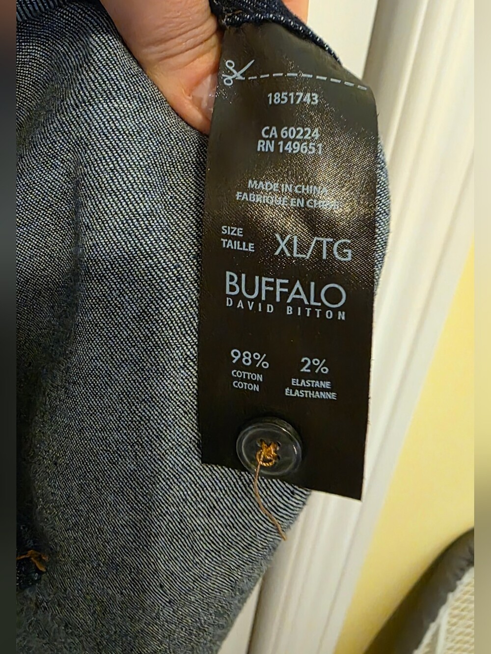 Buffalo David Bitton Dark Indigo Blue Stretch Denim Button-Down Shirt XL - Picture 7 of 10